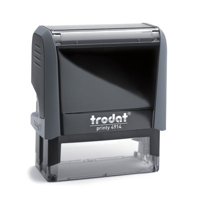 TRODAT Printy 4914 - Tampon personnalisable avec 6 lignes de texte - zone d'impression 64 X 26 MM - gris