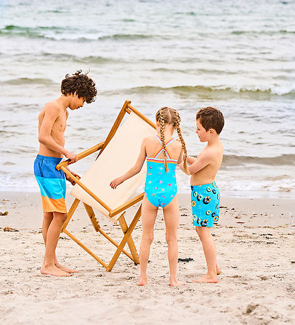 Color Kids Badeshorts - Farbblock - River Blue