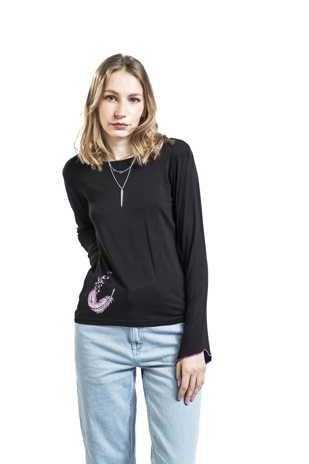 Longsleeve With Wing And Feather Print | Full Volume by EMP T-shirt manches longues