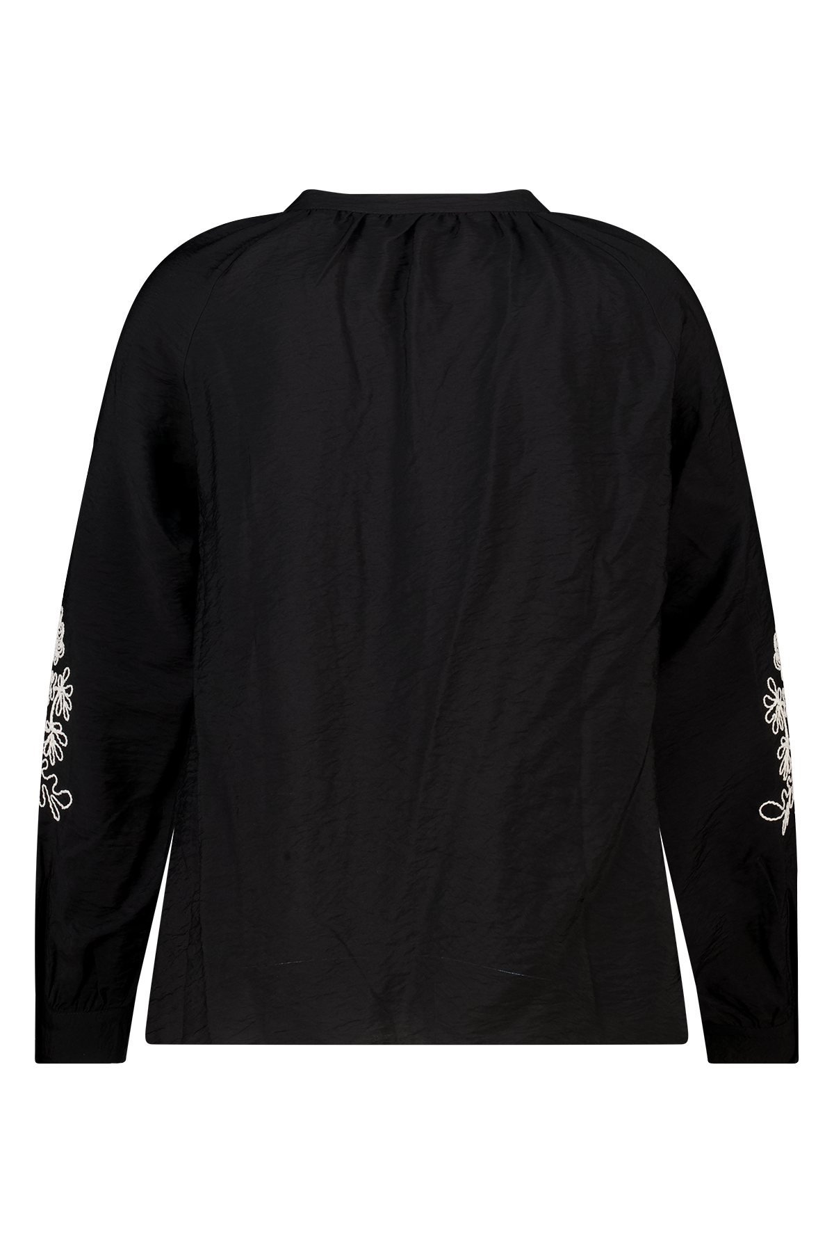Blouse met borduursel op de mouwen Zwart