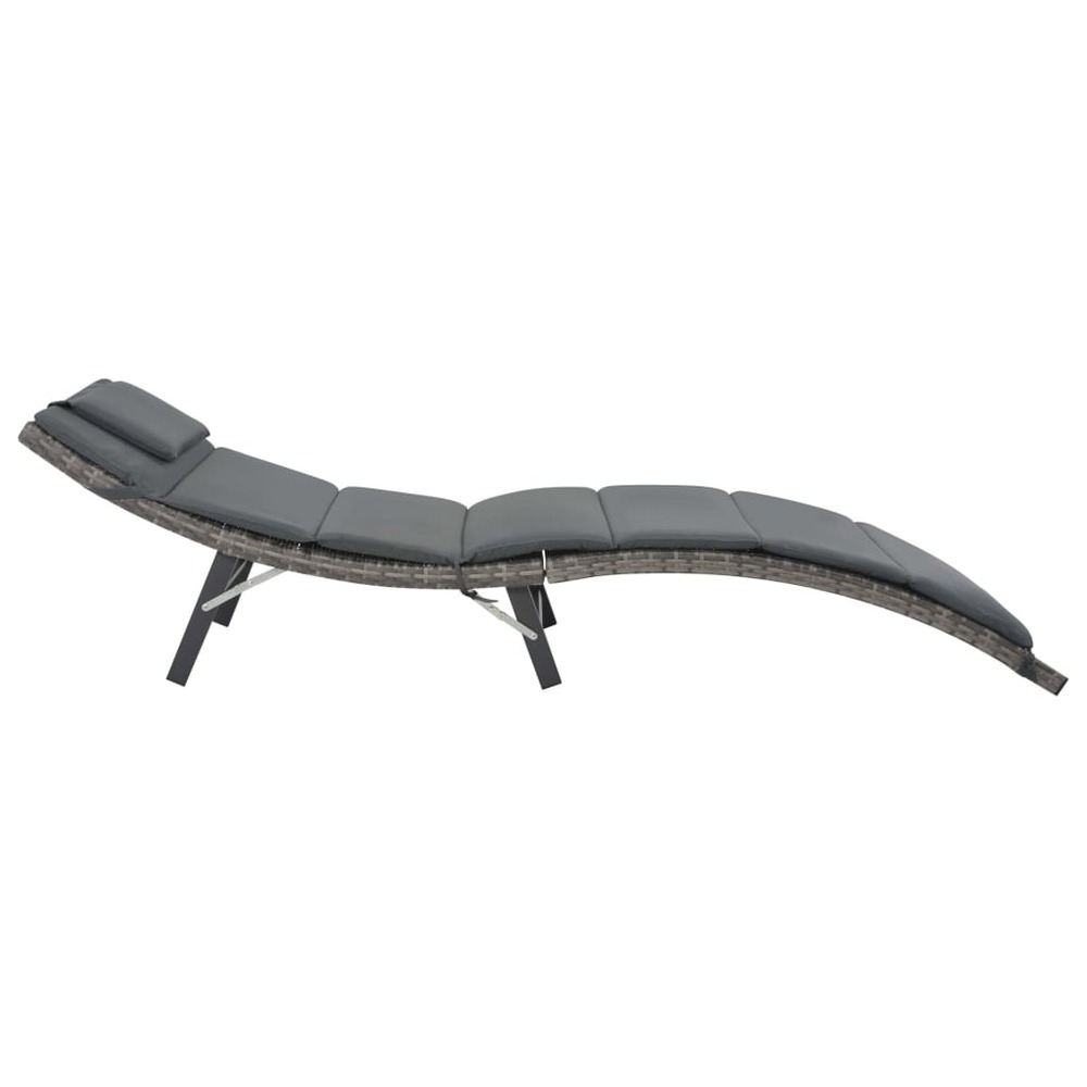 Ensemble de chaises longues pliables 3 pièces résine tressée gris