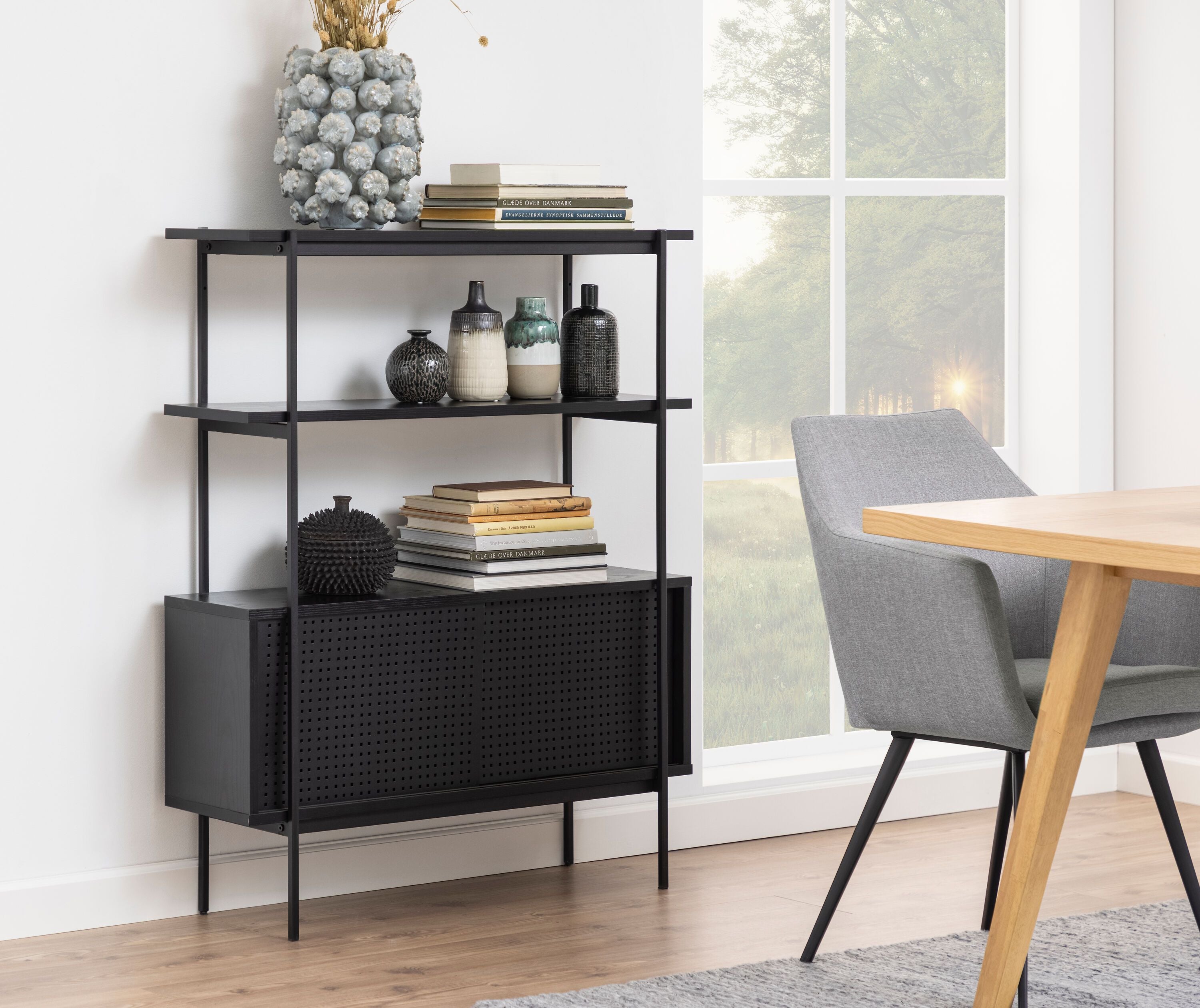 KYSON Regal - Schwarz / B: 94.0 cm x T: 27.0 cm x H: 113.8 cm