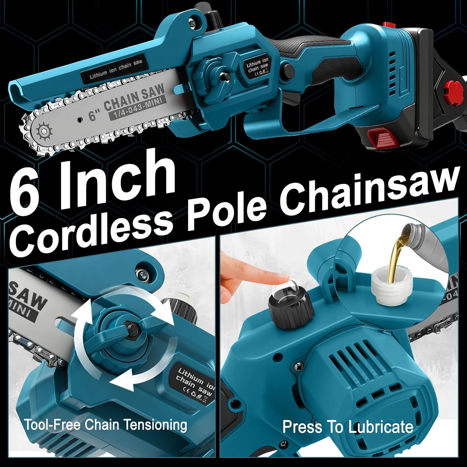 4 in 1 Akku Astschere Mini Kettensäge Teleskop mit 2x4Ah Akkus, 55 mm Elektrische Gartenschere, 6 Zoll Hochentaster Astsäge, Maximale Reichweite bis 4,1m, Bürstenlos Motor für Makita 18V