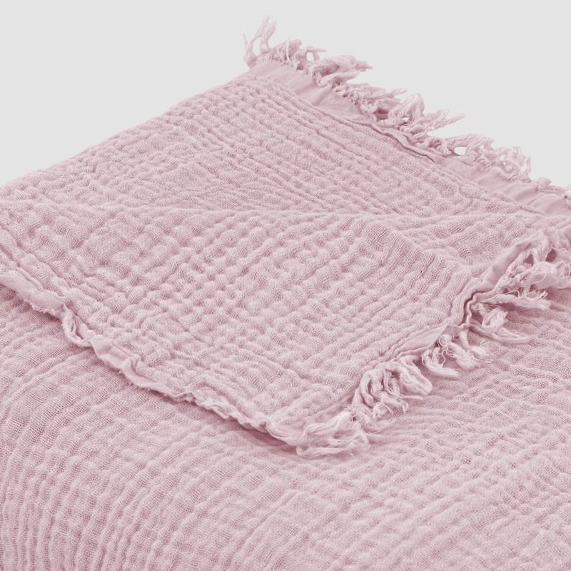 Plaid 'Idylle' gaze de coton rose poudre