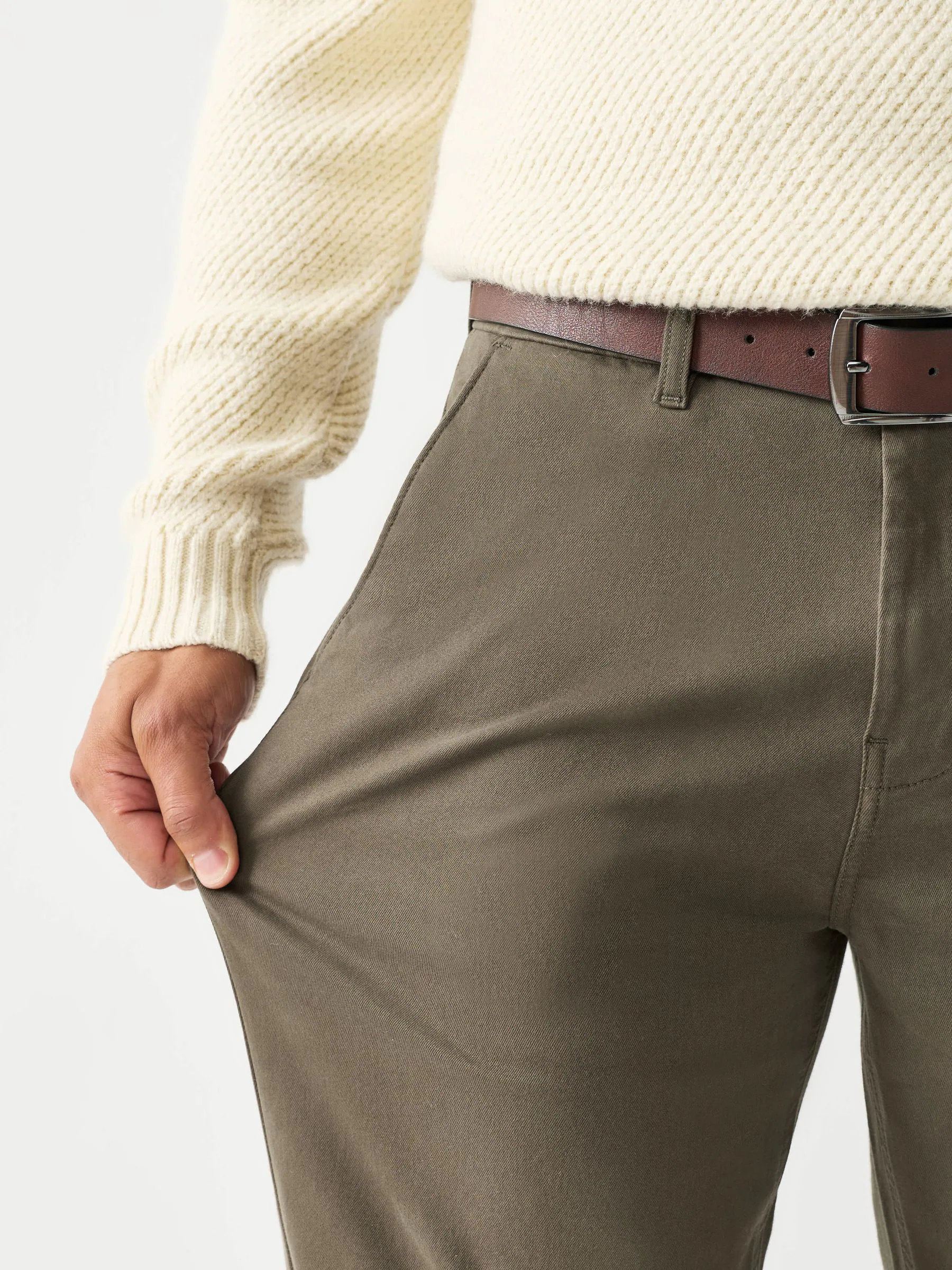 Pastelgeel - Motionflex Chinos Trousers With Belt
