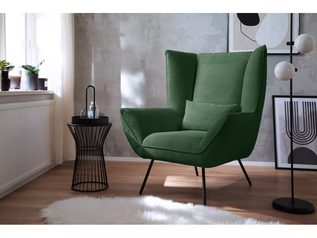 Fauteuil - vert émeraude Velours côtelé - IVA