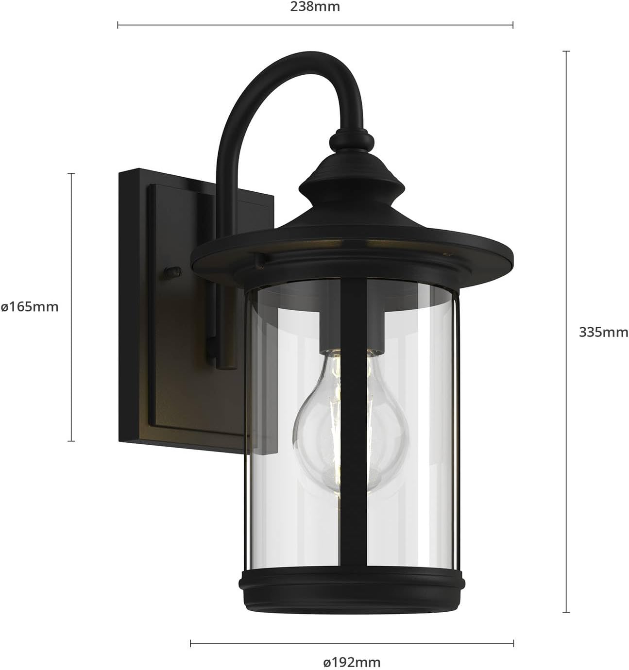 Lindby Wandlampe außen Laterne schwarz, Wandleuchte aussen Aussenleuchte IP23 Außenlampe 1x E27 ohne Leuchtmittel Außenbeleuchtung Hauswand Garten