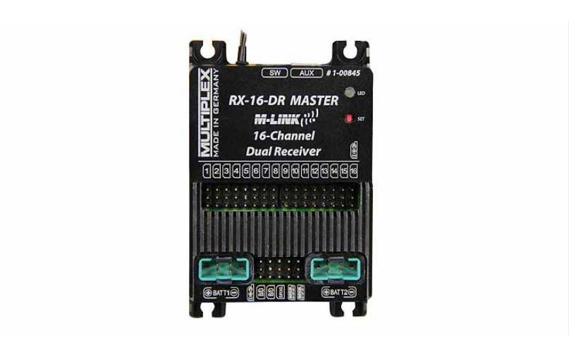 Empfänger RX-16-DR Master M-Link, 16-Kanal<br>Empfänger mit 55 A Akkuweiche, 2.4 GHz M-Link