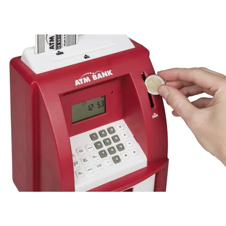 Idena Spardose Geldautomat Digital mit Sound, rot