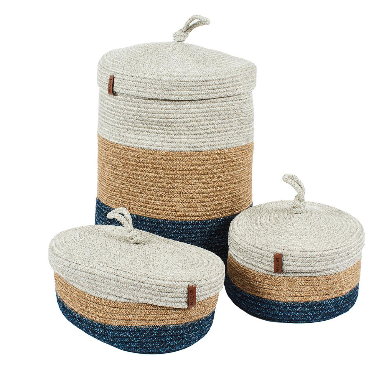 Nazar Rugs Panier CALI 4202 fait main gris - 23x12 cm