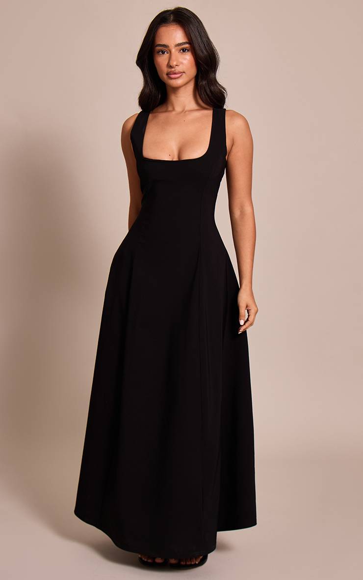 Noir Robe Maxi Sans Manches À Encolure Dégagée Petite