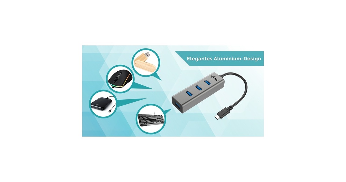 i-tec4-Port USB-C Metal usb-hub  (Zwart)