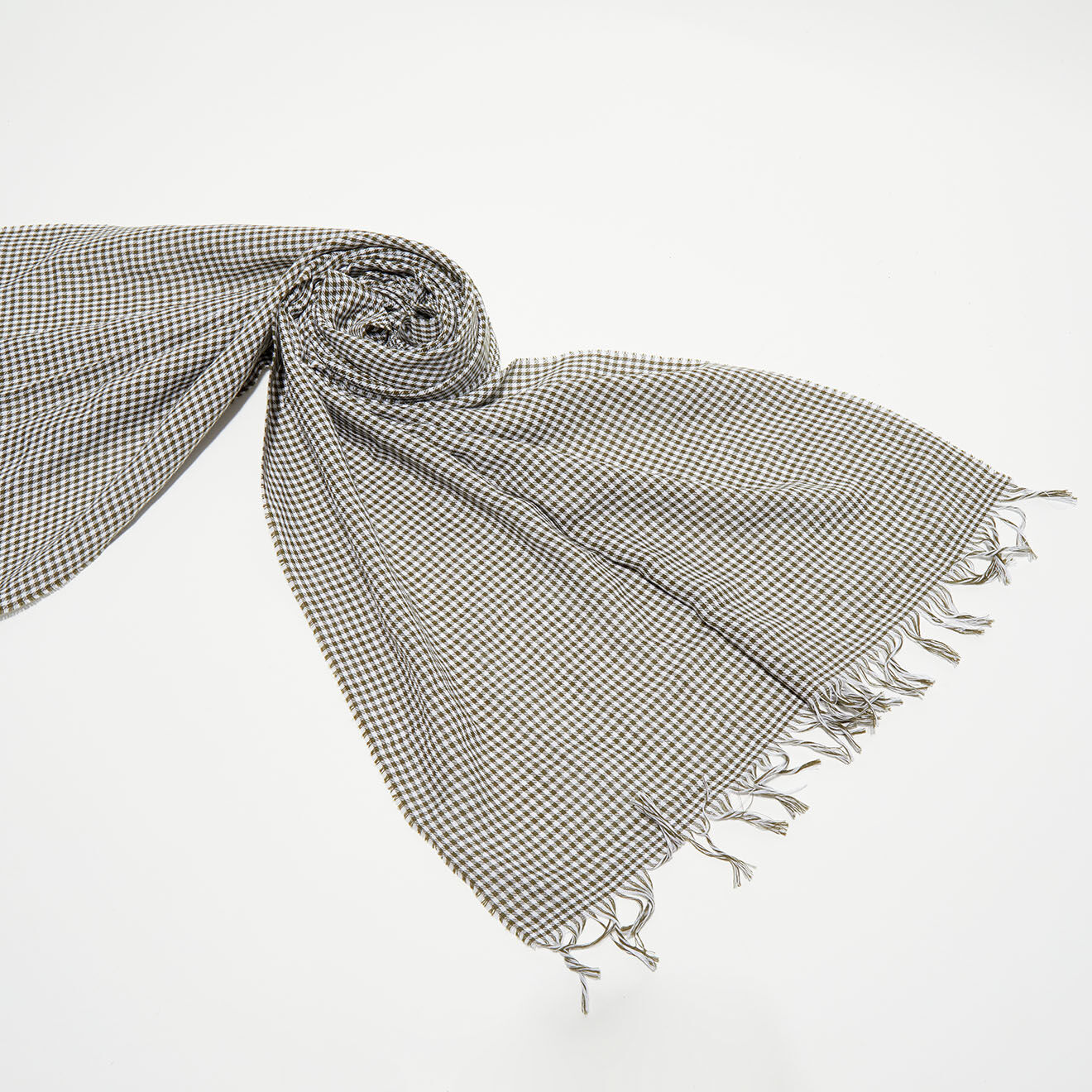 Hackett London Chèche pied de poule kaki/blanc - 180x50 cm