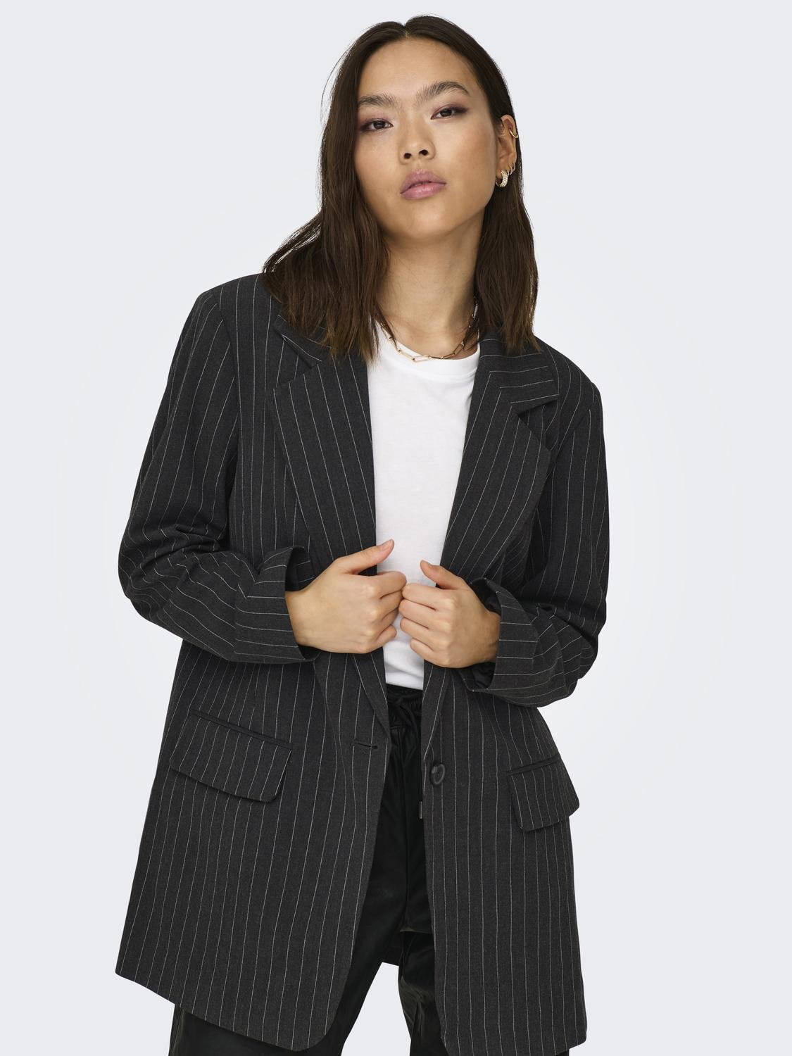 ONLY oversized blazer ONLBRIE met krijtstreep antraciet