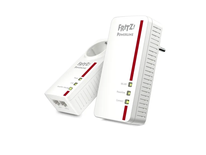 AVM FRITZ!Powerline 1260E - WLAN Set - powerline-adaptersæt 1GbE, HomePlug AV (HPAV) 2.0, IEEE 1901 - Wi-Fi 5 - Dual Band - kan sluttes til vægstik