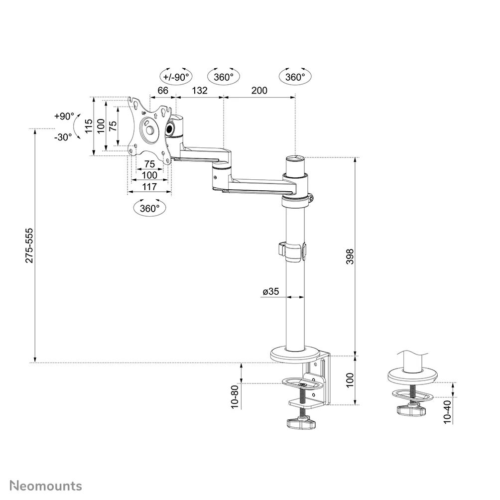 Neomounts DS60-425WH1 bureausteun voor flatscreen