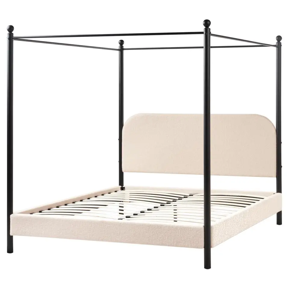 DANNEMOIS - Tweepersoonsbed - Beige - 140x200 cm - Bouclé
