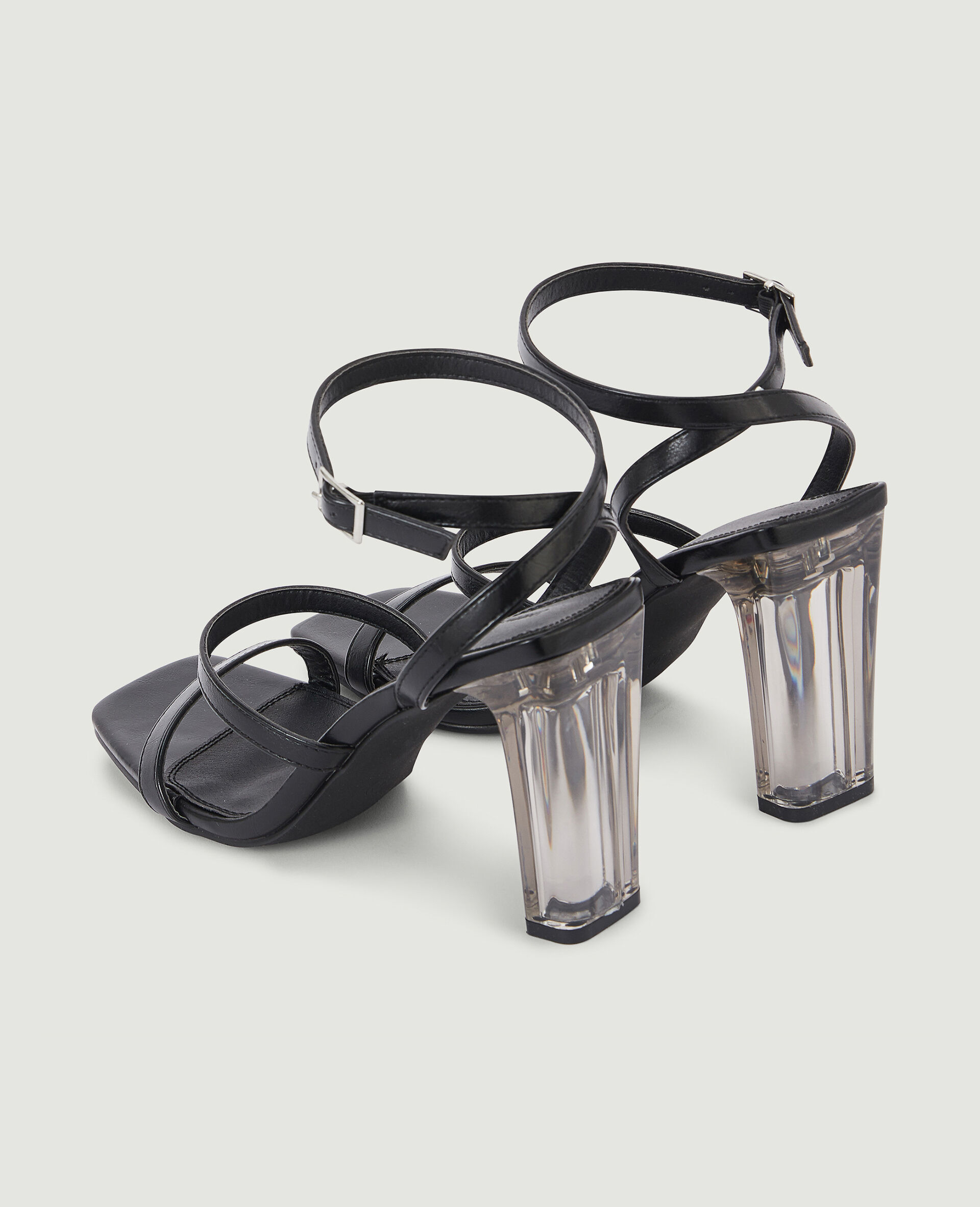 Sandales avec talon plexi - Noir