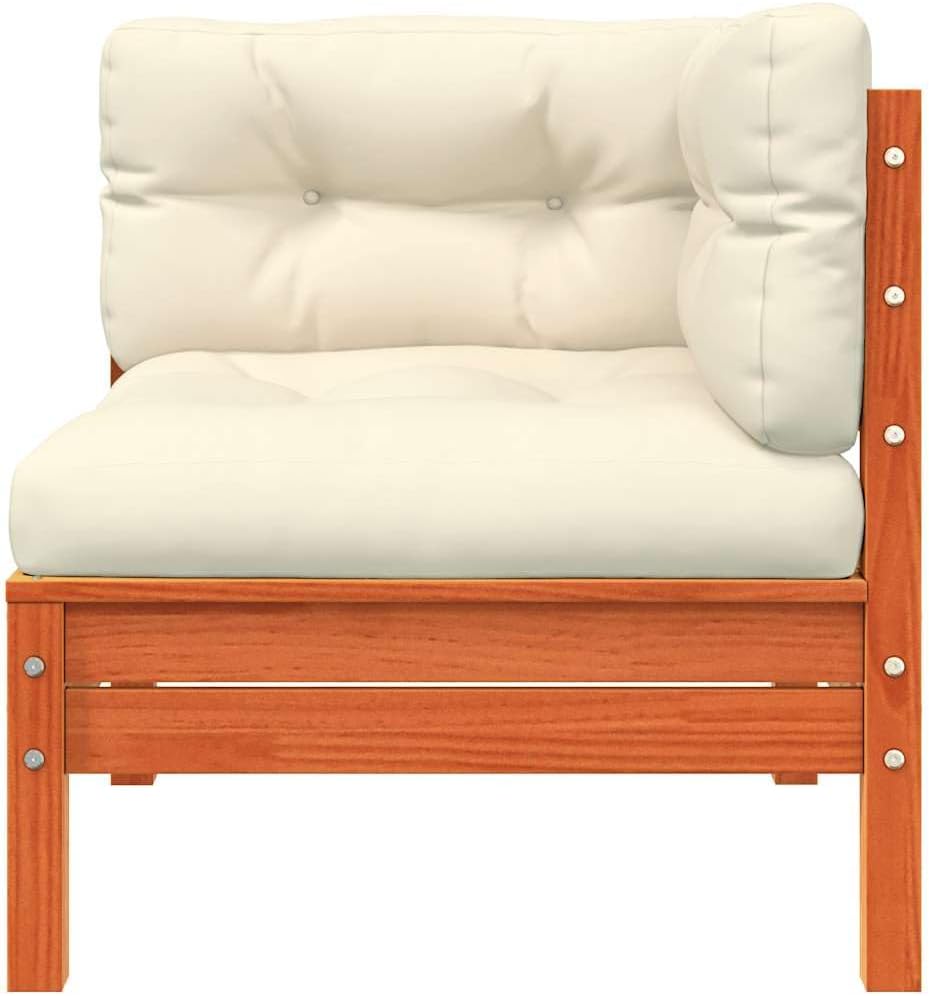vidaXL Gartensofa 3-Sitzer, Modular Sofa mit Kissen Hocker, Gartensessel Ecksofa mit Lattenrost, Relaxsessel Lounge Sessel Gartenmöbel
