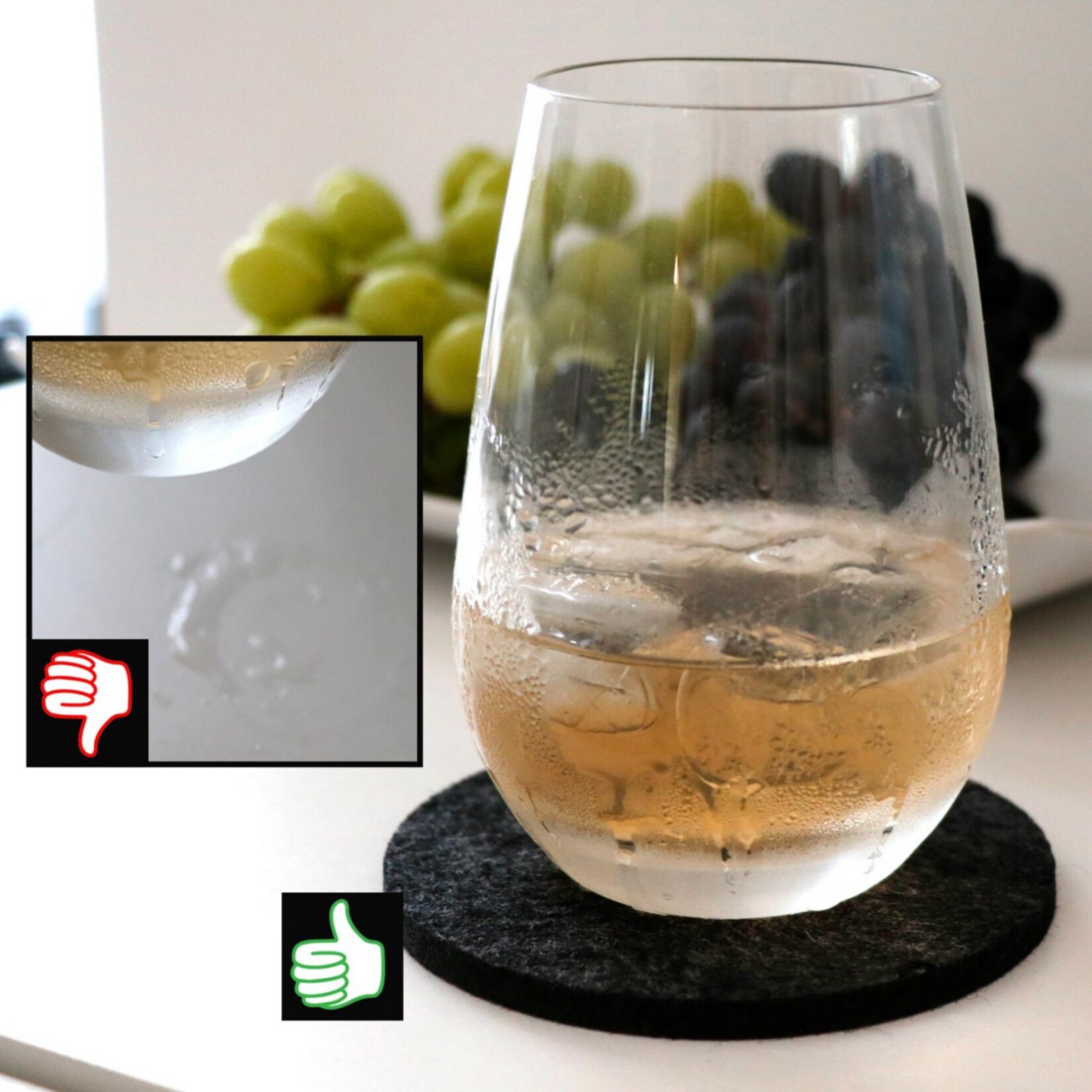8 Edle Filz-Untersetzer Ø 10cm Runde Filz-Bierdeckel Glas-Untersetzer Set + Box