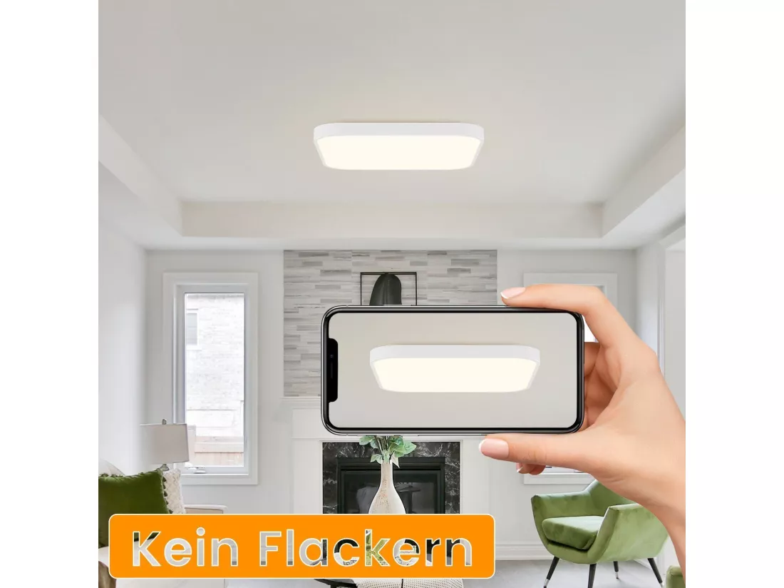 NETTLIFE Plafonnier LED chambre plat 27cm lampe cuisine blanc chaud IP44 salle de bain couloir carré 19W