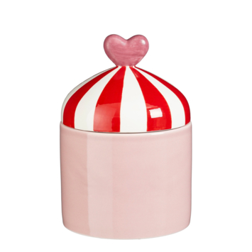 Voorraadpot roze met hartje 20,5 x Ø 14 cm