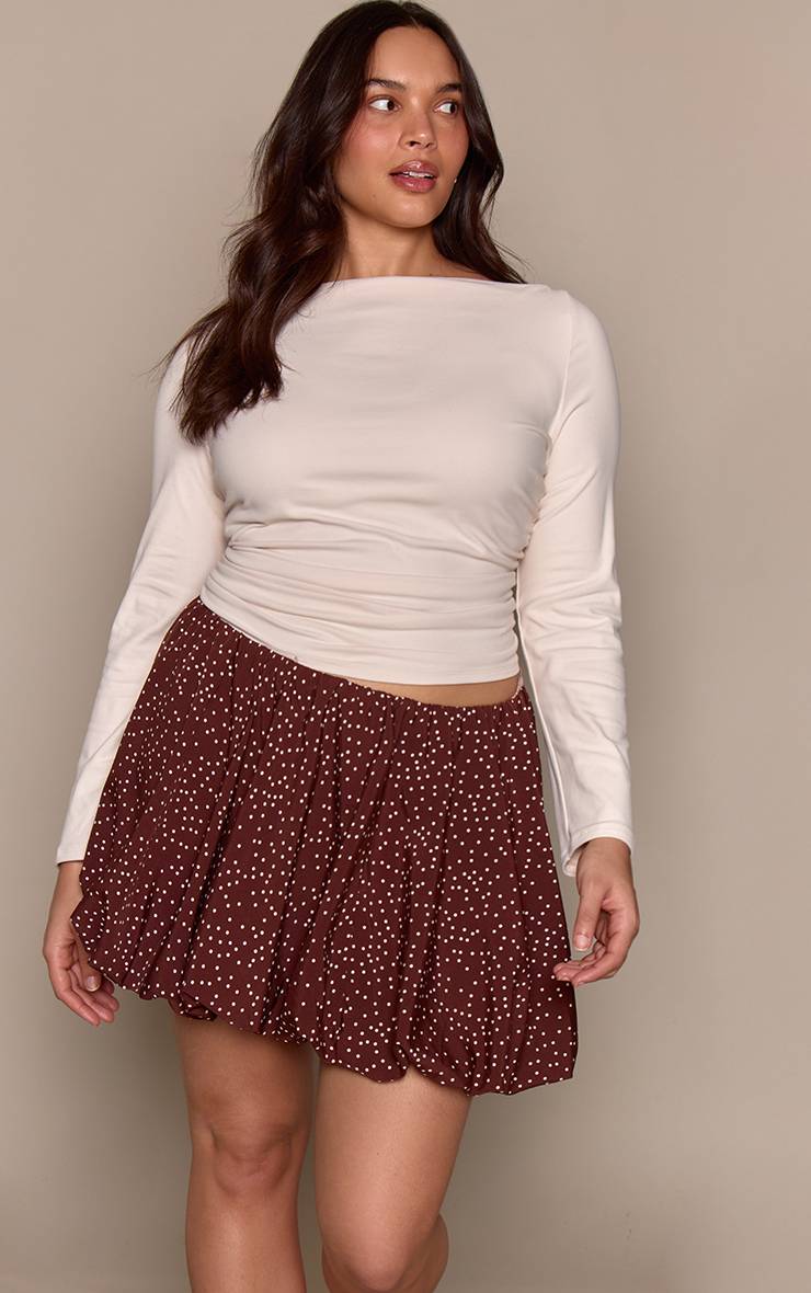 Marron Jupe Bouffante En Coton À Rayures Fines Grande Taille