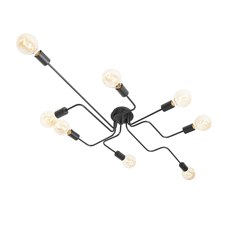 Design plafondlamp zwart 8-lichts - Facile