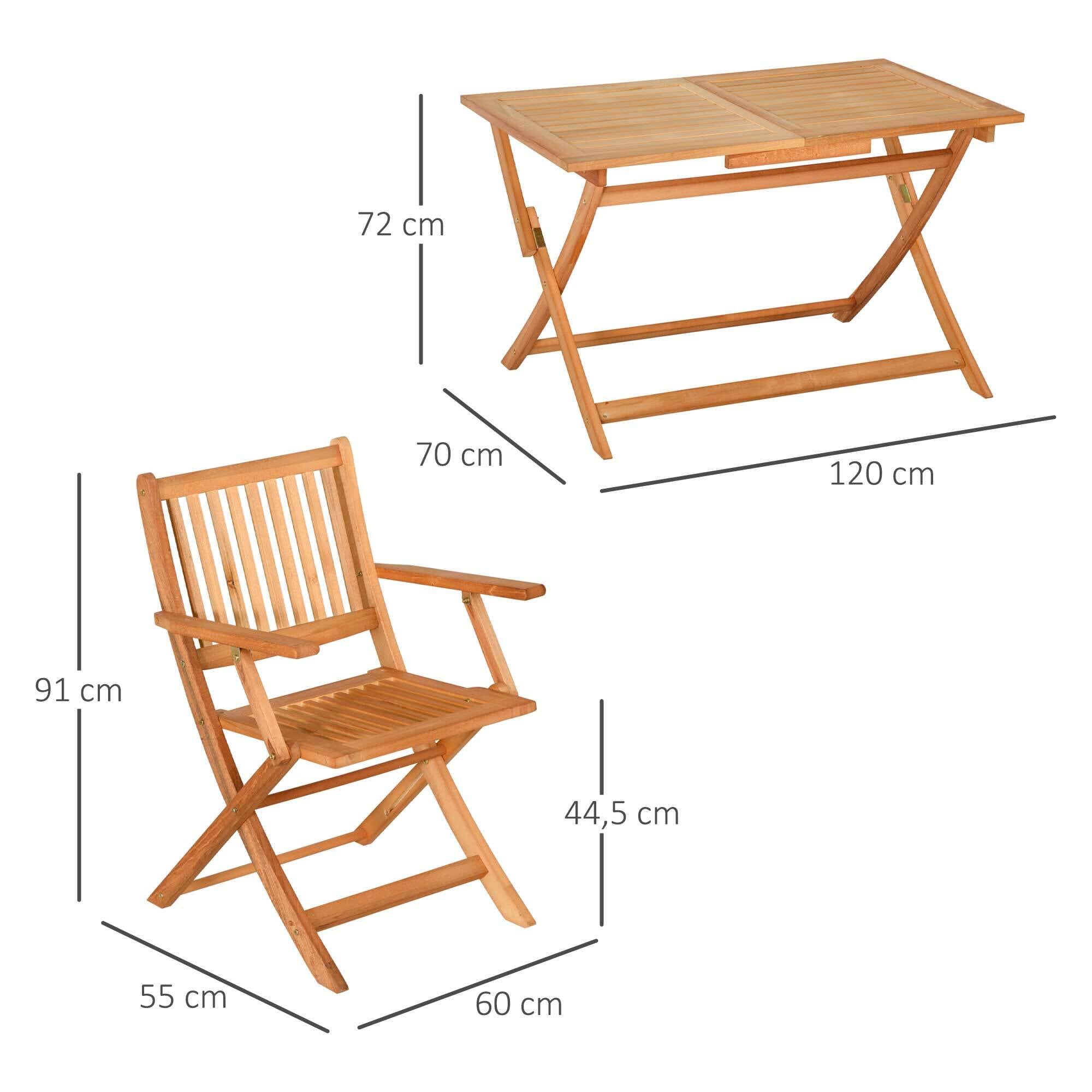 Outsunny 5-teiligen Essgruppe mit Klappfunktion natur 120L x 70B x 72H cm |