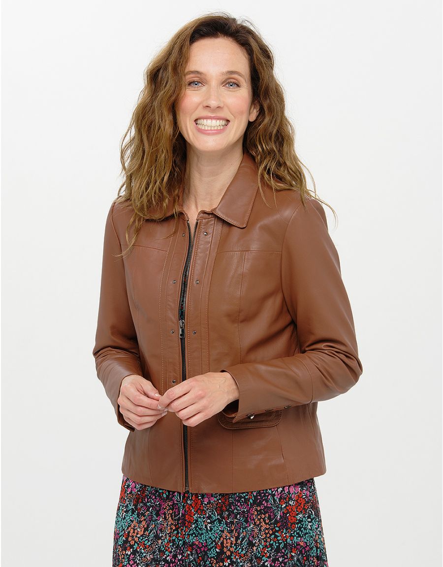 Veste 100% cuir marron