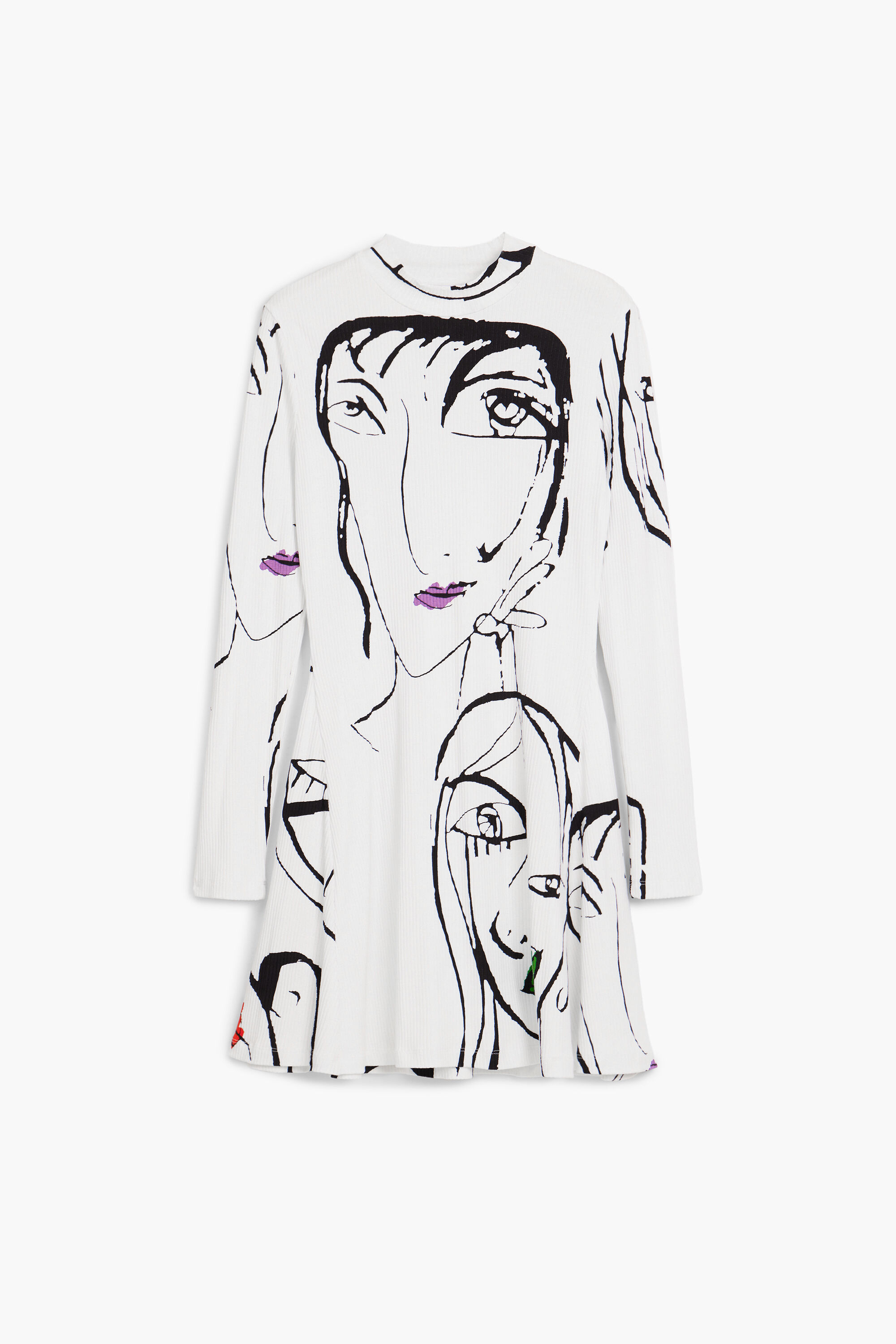 Vestido com estampa de rostos