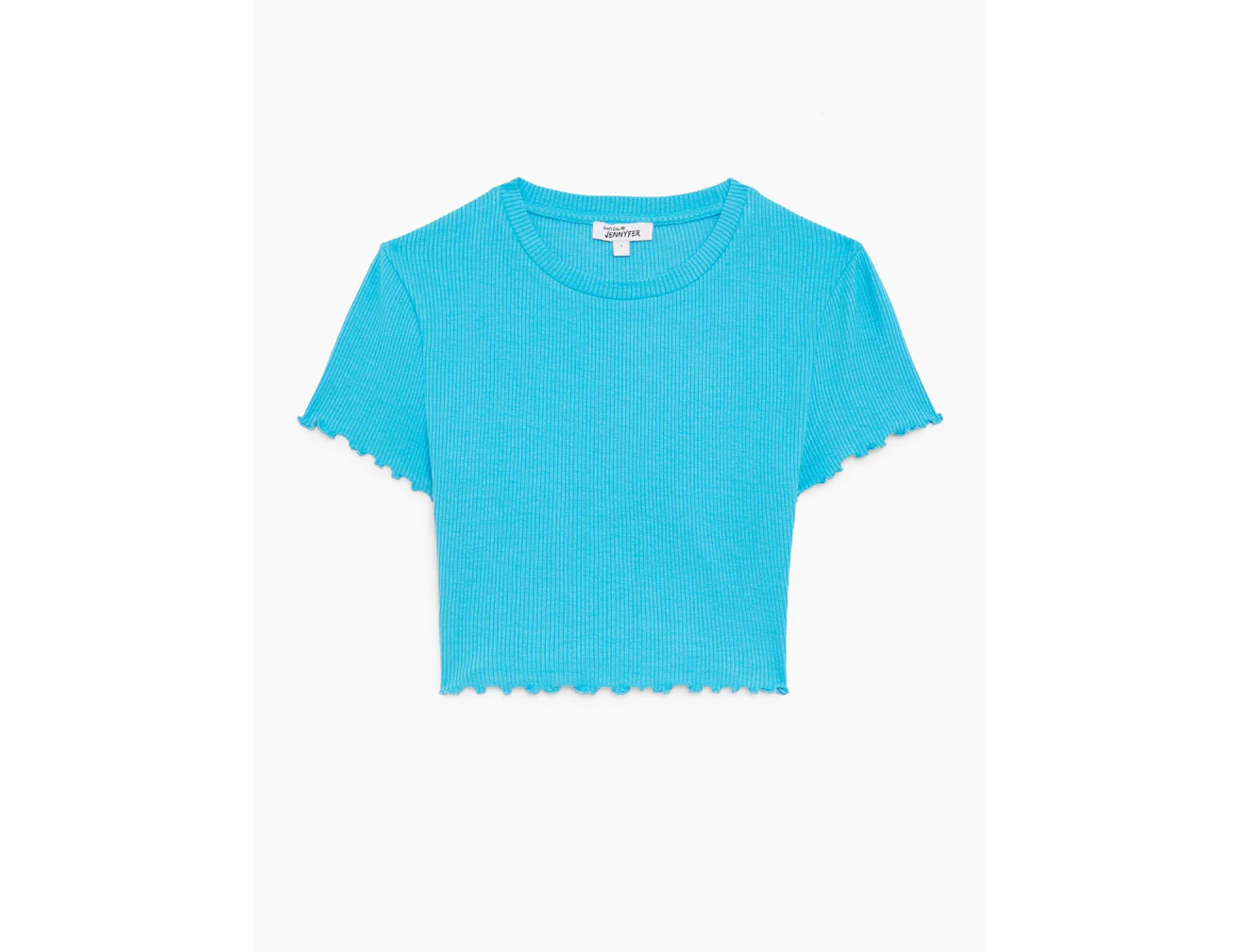 Crop top côtelé bleu