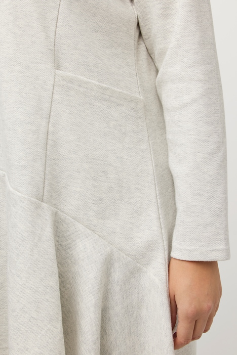 Longsweater, Fischgrat, Volantsaum, Stehkragen, Langarm