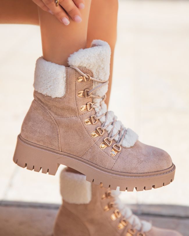 Bottines femme taupe fourrées - Marilou
