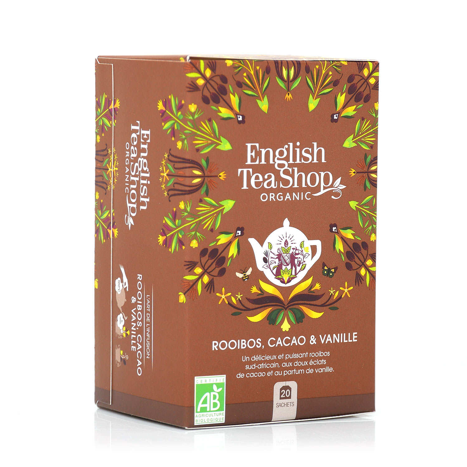 Thé rooibos chocolat et vanille bio en sachets