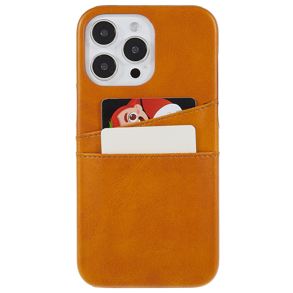iPhone 14 Pro Leder Hülle Snap Case   Kartenfach - Hellbraun