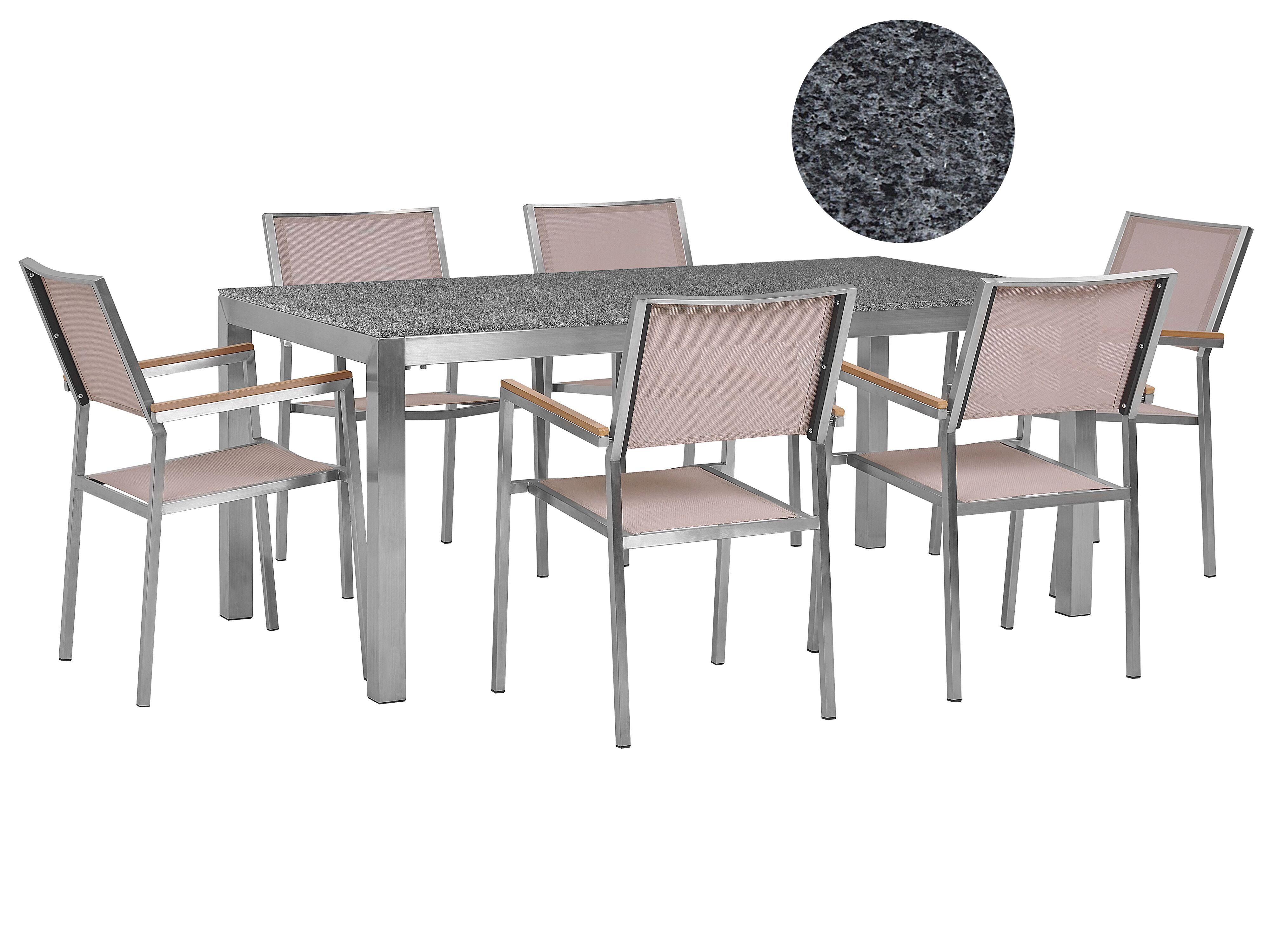 Tuinset 6-zits GROSSETO Graniet Gepolijst Grijs/beige