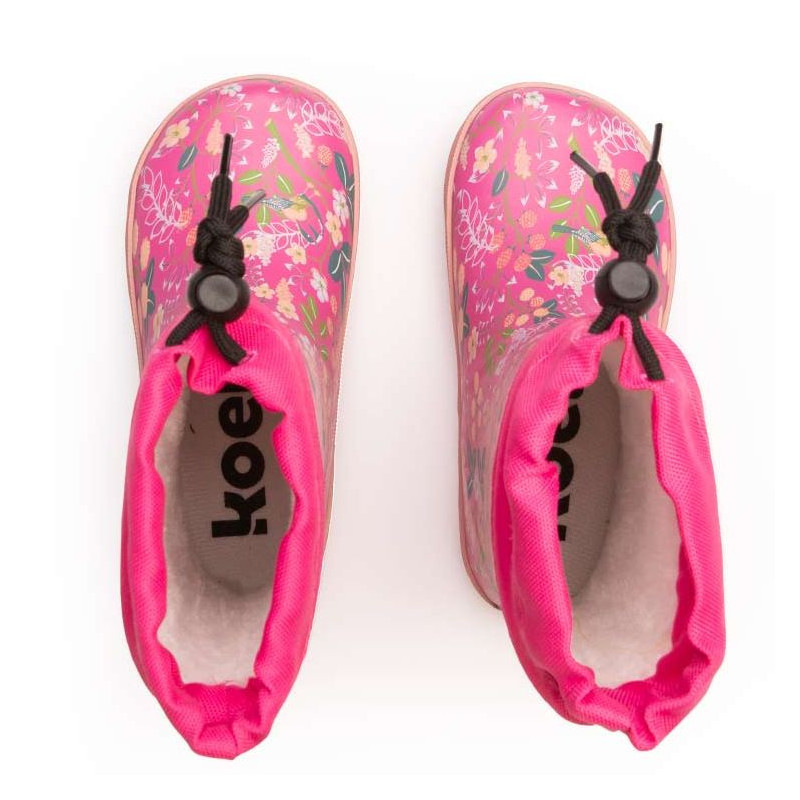 Koel Koel Wellie Fourrées Barefoot Flowers Fuchsia Lacets