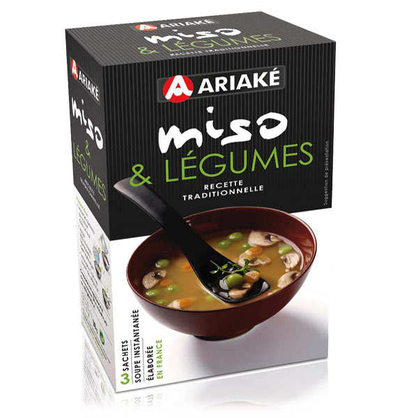Soupe miso et légumes instantanée en sachets