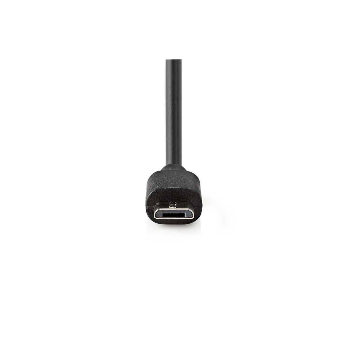Billader | 2,4 A | Fast kabel | Mikro-USB | Sort