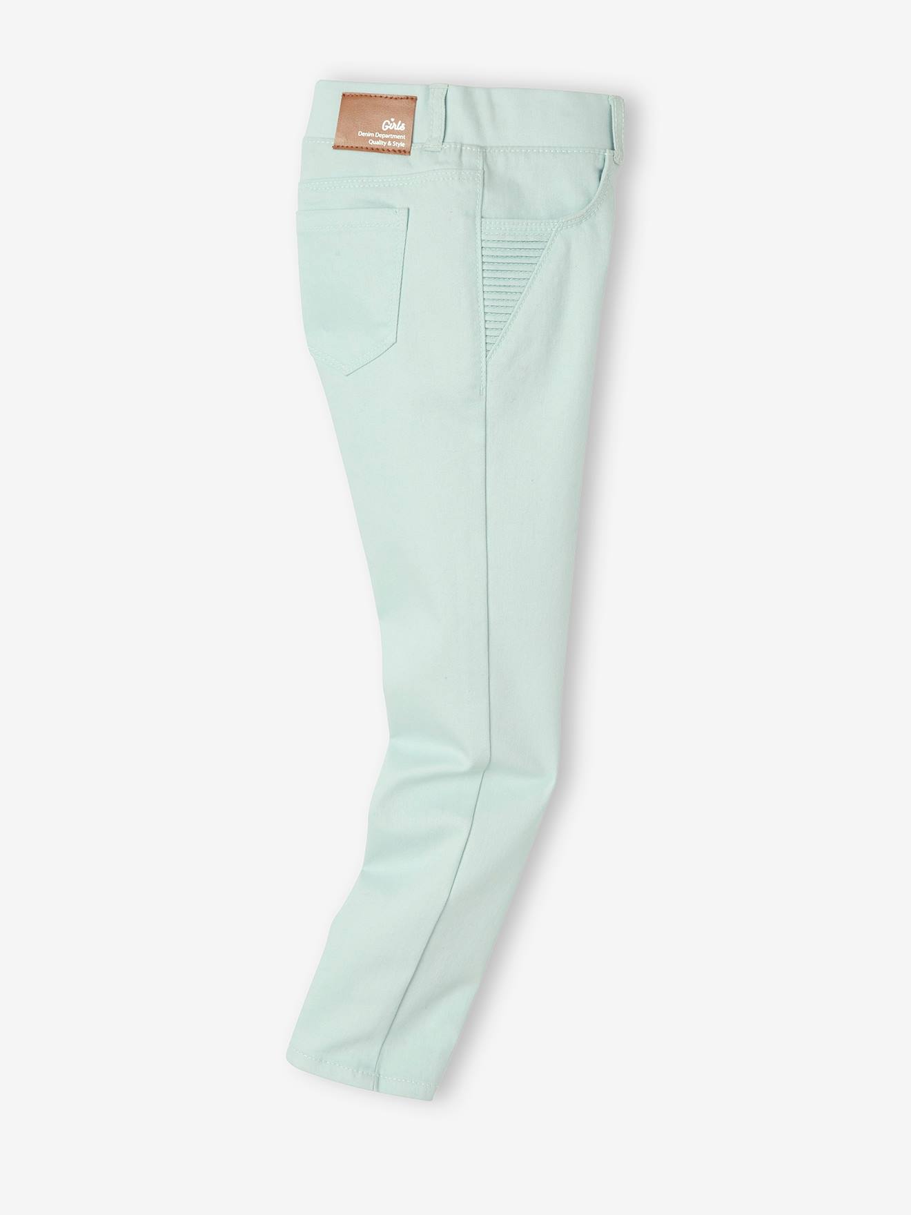 Jeggings indestrutíveis para meninas. Azul claro liso.