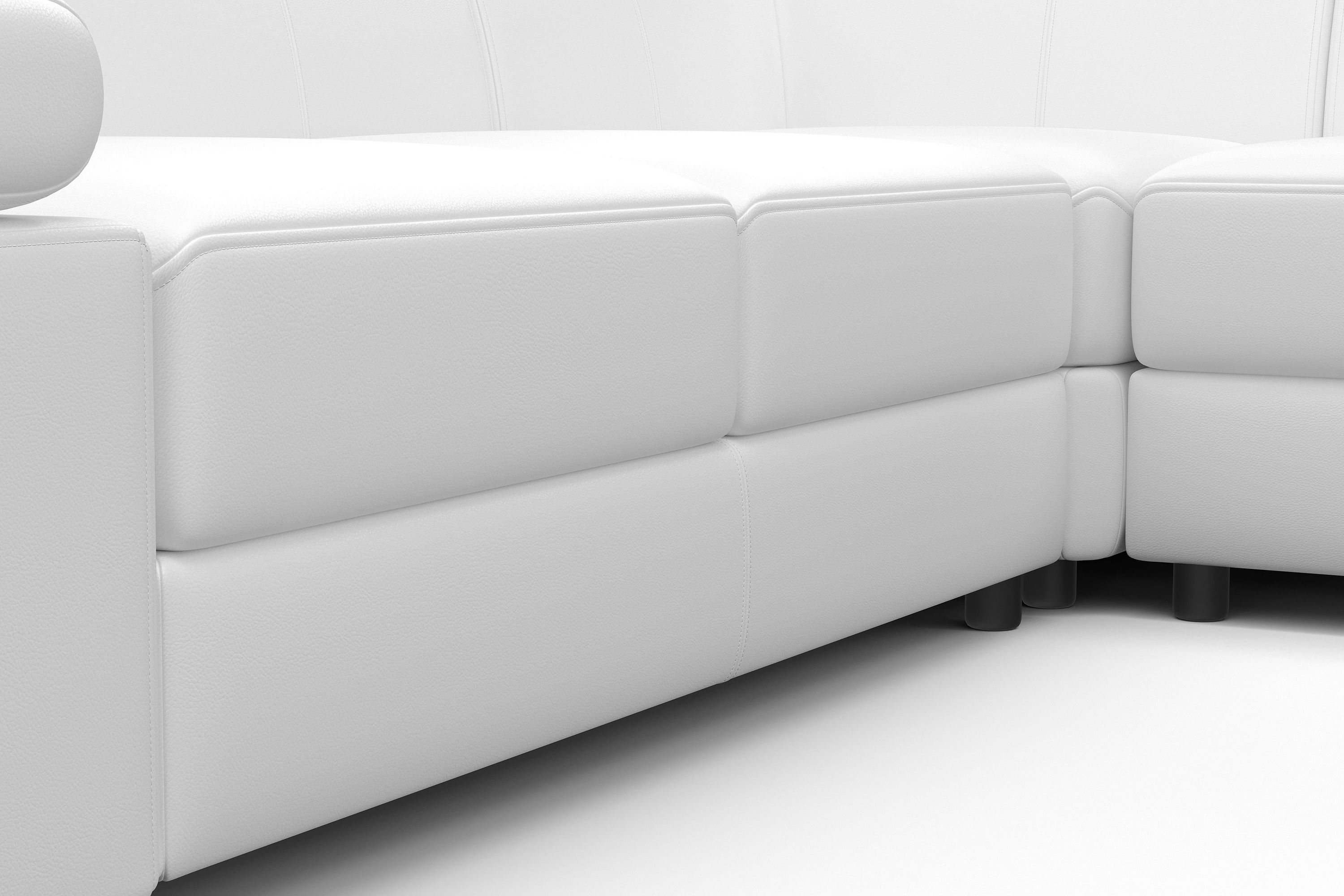 Ecksofa Leder CRISTIANO links/rechts weiss