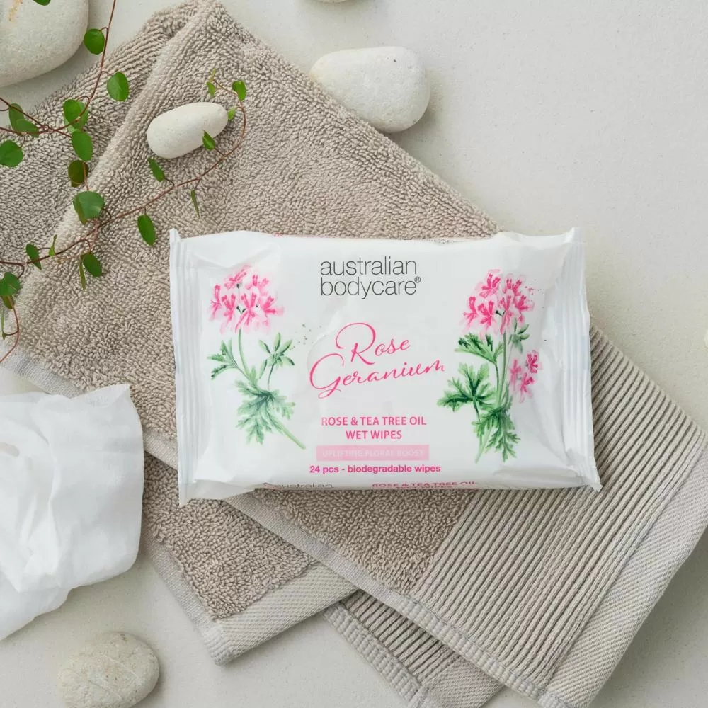 Australian Bodycare Rose Wet Wipes - 24 stk.