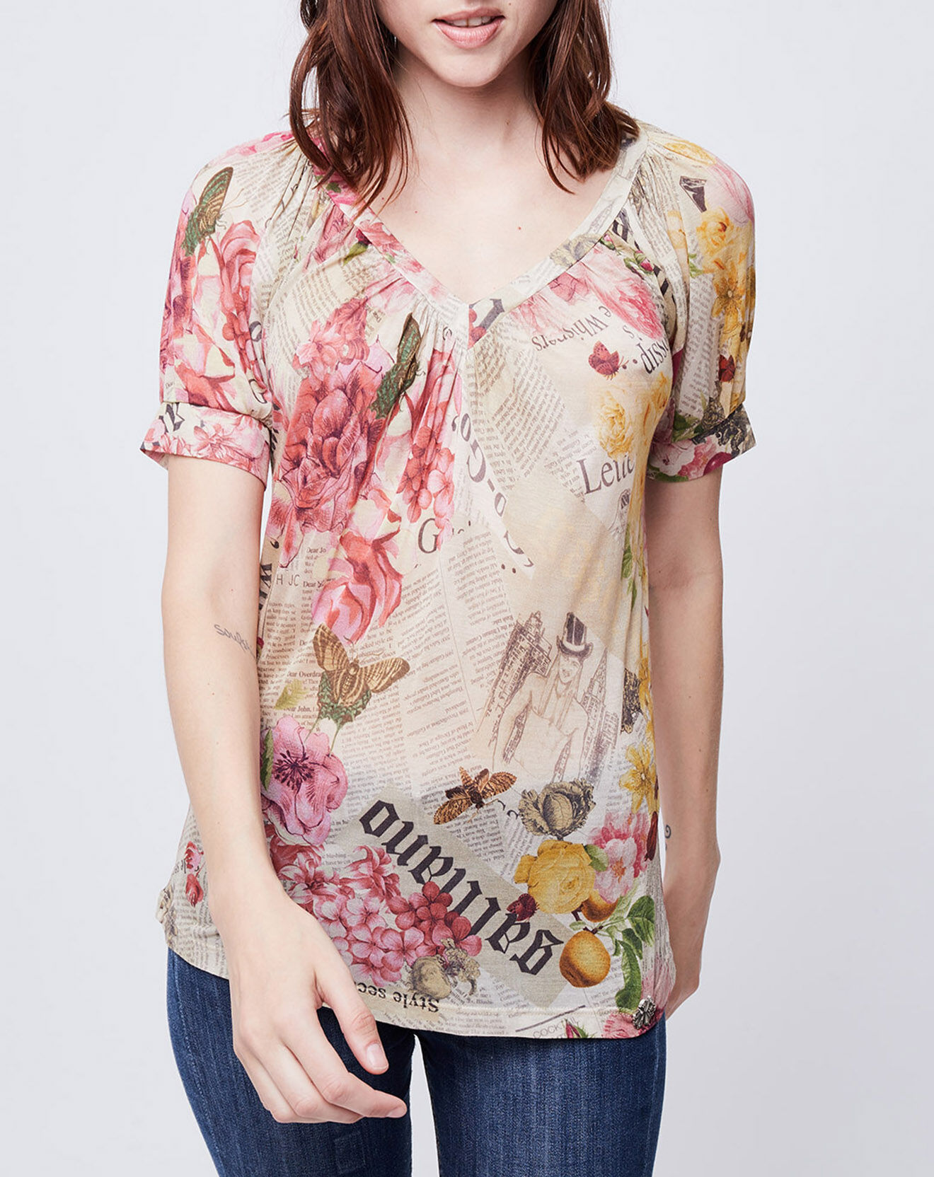 John Galliano Top imprimé multicolore