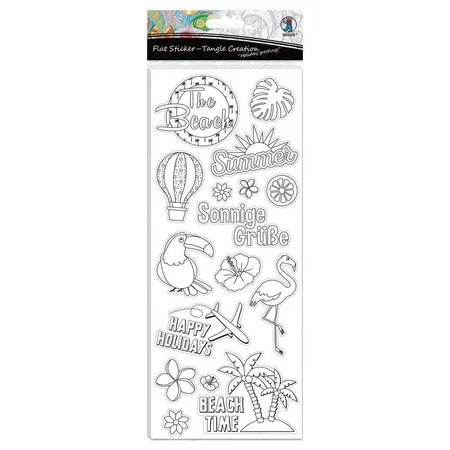 URSUS Flat Sticker Tangle Creation Urlaub, 4 Blatt sortiert in verschiedenen Motiven