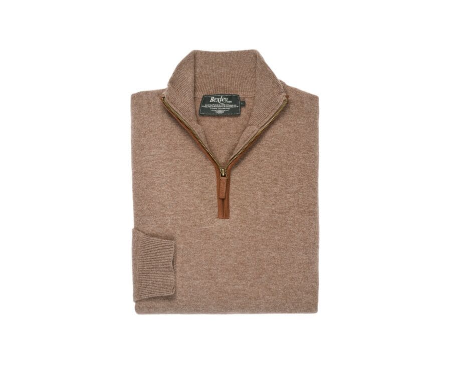 Pull laine col zippé Marron Chiné - KEITHY