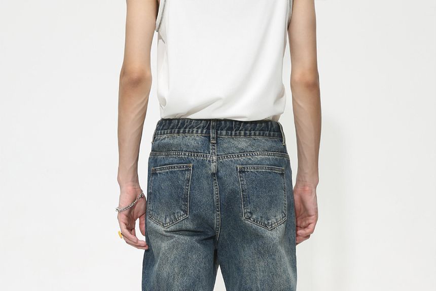 FAERIS - Low Rise Washed Flared Jeans