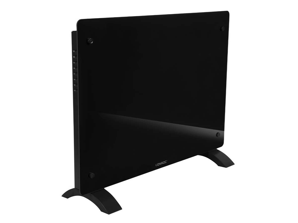 Vonroc 1500 watt convector kachel met glazen paneel - Black
