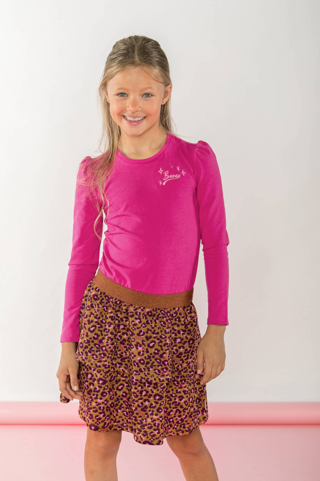 B.Nosy jurk met panterprint felroze/bruin/paars