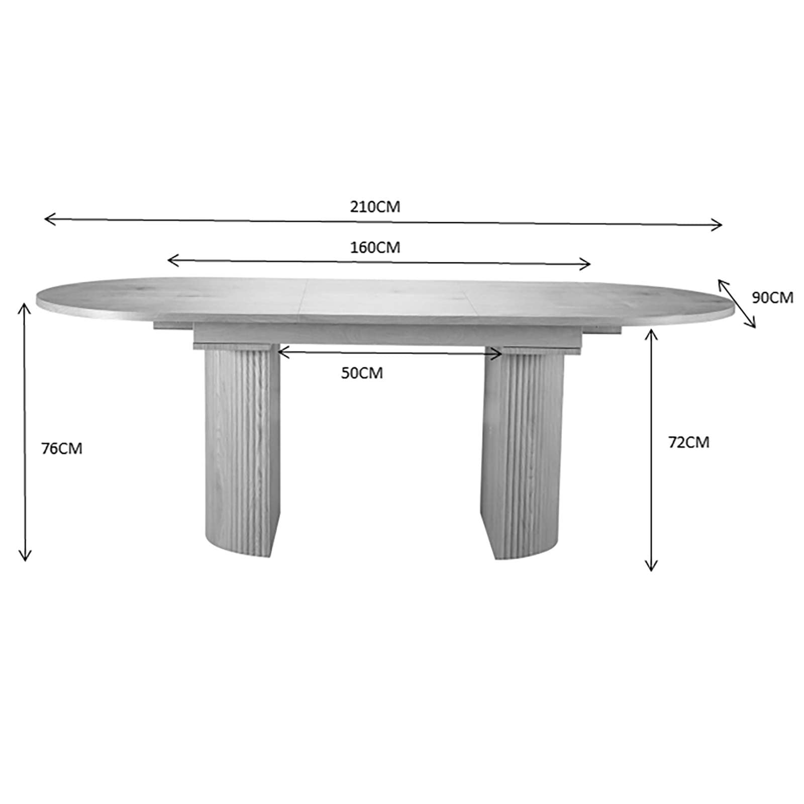 Home affaire Esstisch »Gartempe« ausziehbar 160-210 cm, Synchronauszug, inkl Einlegeplatte, Breite 90cm